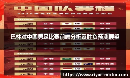 巴林对中国男足比赛前瞻分析及胜负预测展望